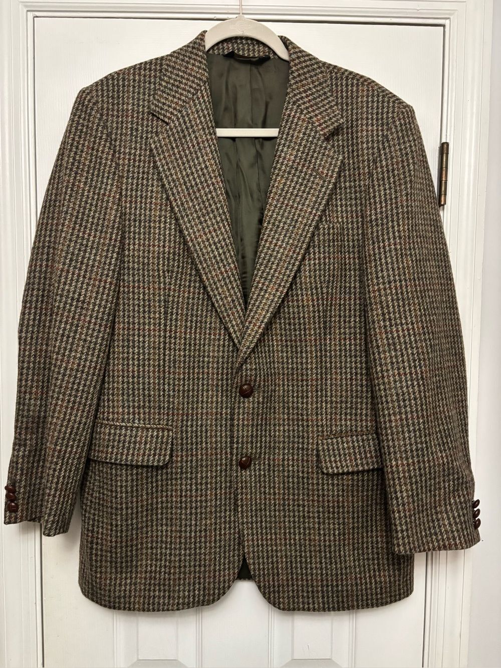 Vintage Brooks Brothers Tweed Wool Houndstooth Blazer Sportcoat Jacket Brown